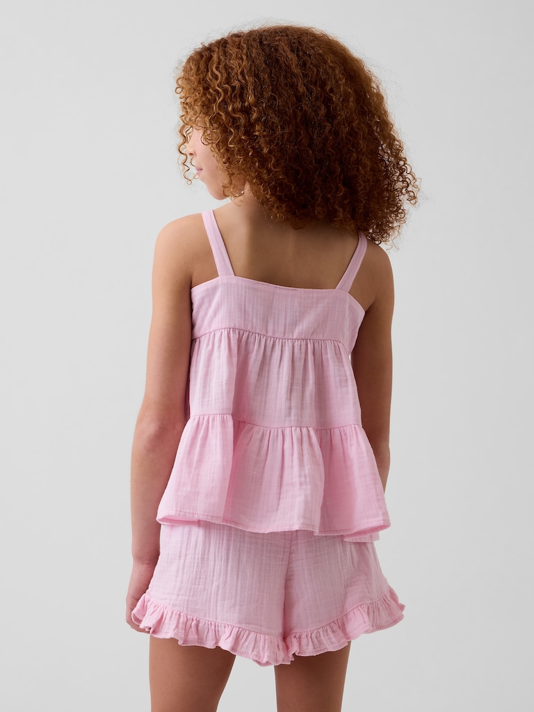 Kids Cotton Gauze Tiered Tank Top