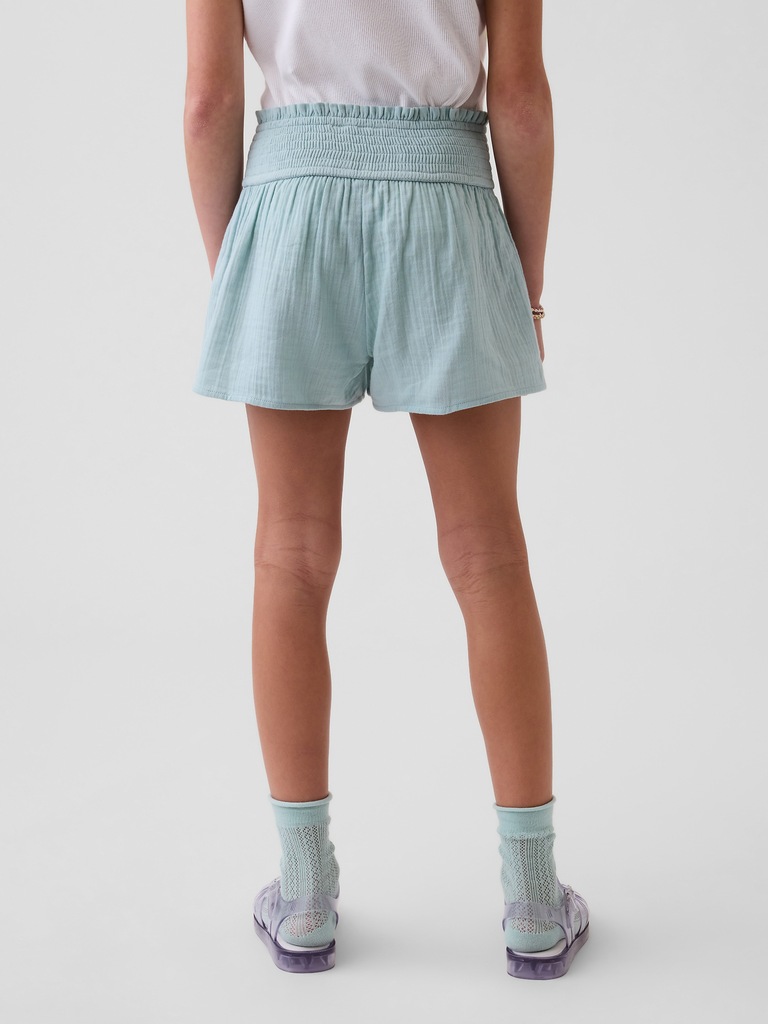 Kids Cotton Gauze Butterfly-Hem Shorts