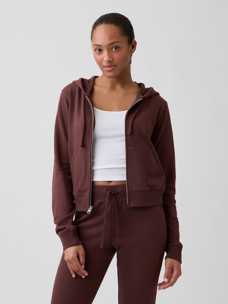 French Terry Cropped Zip Hoodie