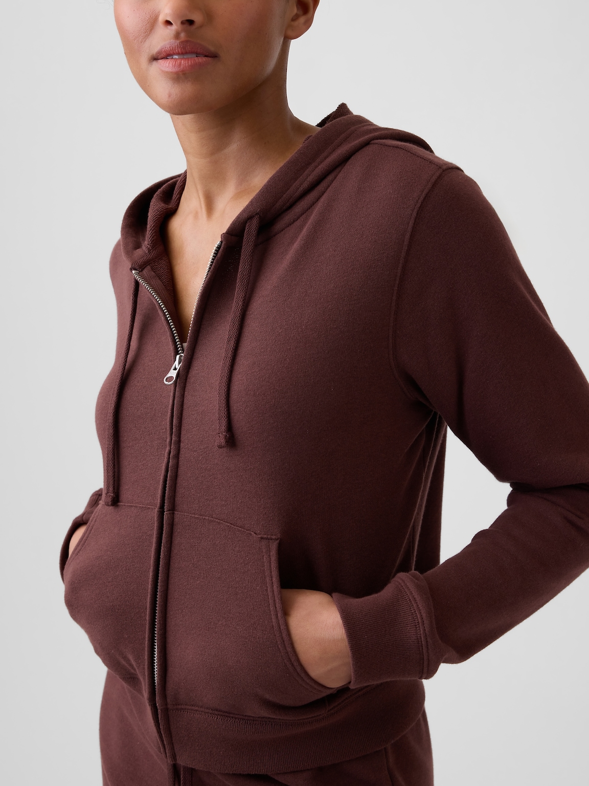 French Terry Cropped Zip Hoodie