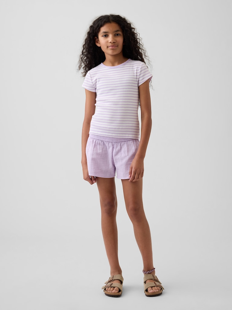 Kids Cotton Gauze Butterfly-Hem Shorts