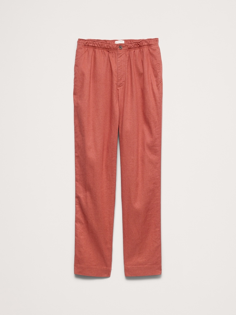 Straight Italian Linen-Cotton Pull-On Pant