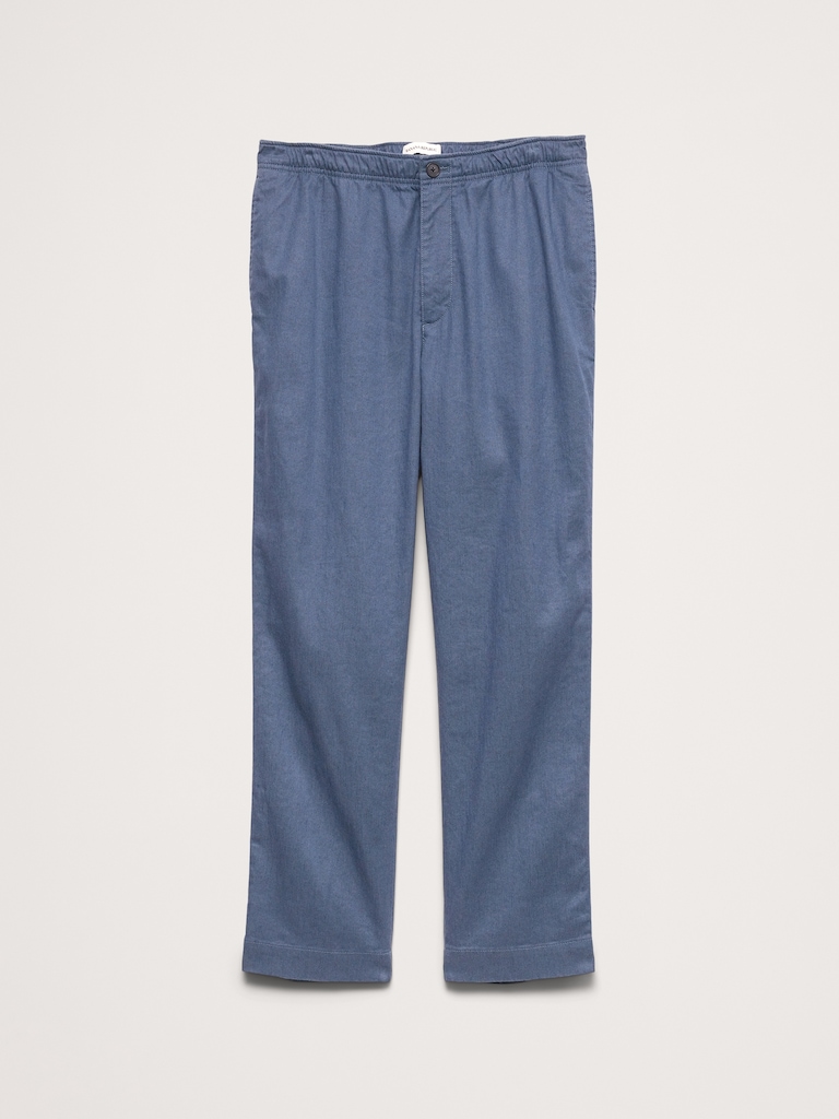 Straight Italian Linen-Cotton Pull-On Pant