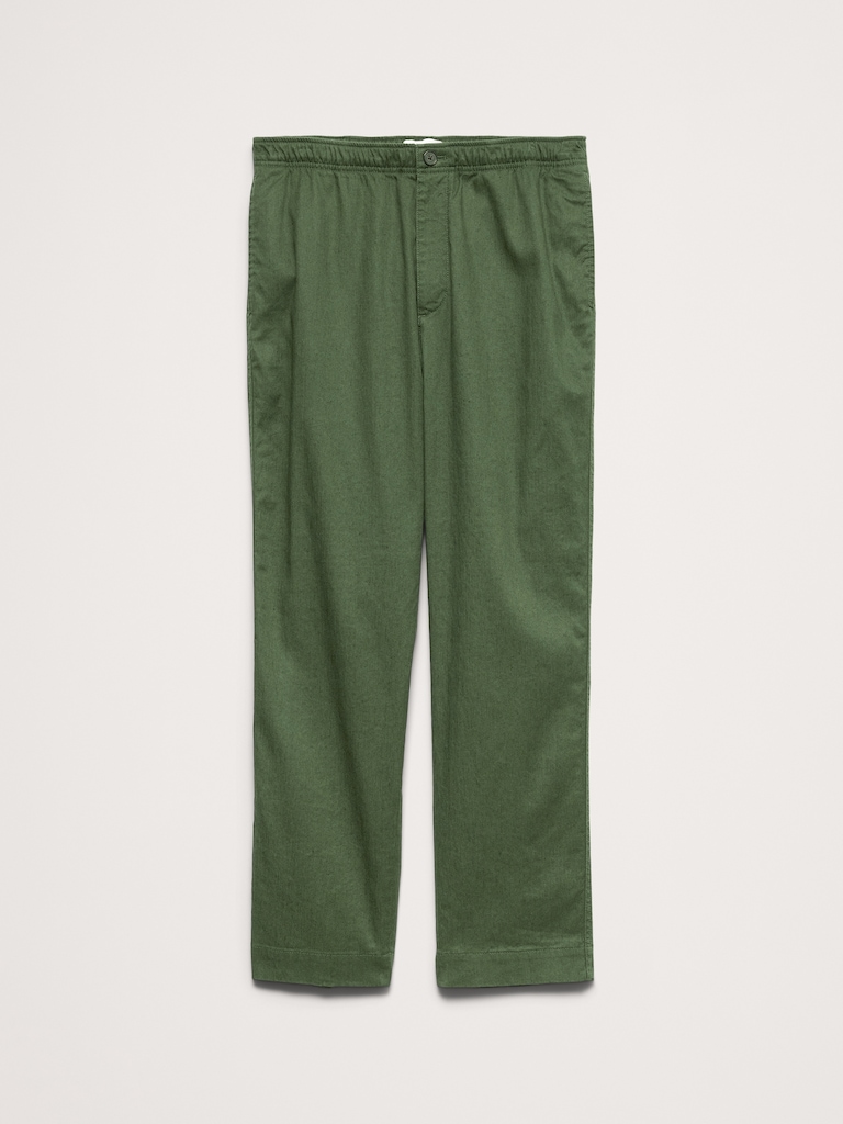 Straight Italian Linen-Cotton Pull-On Pant