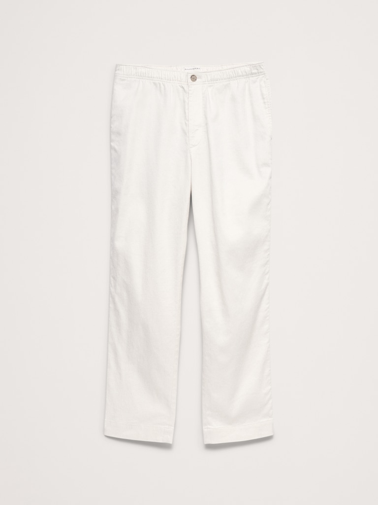 Straight Italian Linen-Cotton Pull-On Pant