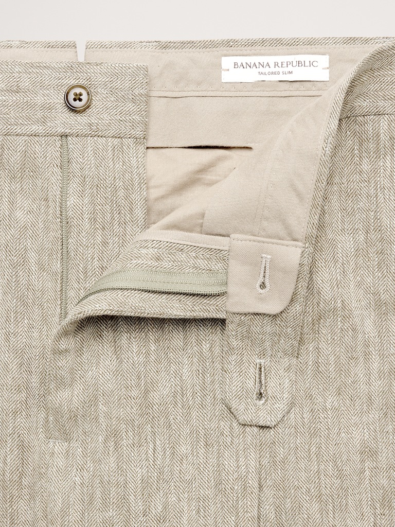 Green Linen-Cotton Suit Pant