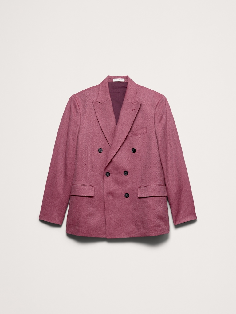 Double-Breasted Linen-Merino Suit Jacket