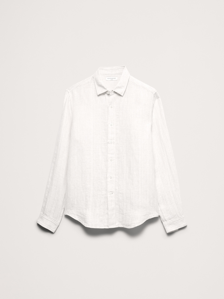 Standard-Fit Textured Linen-Cotton Shirt