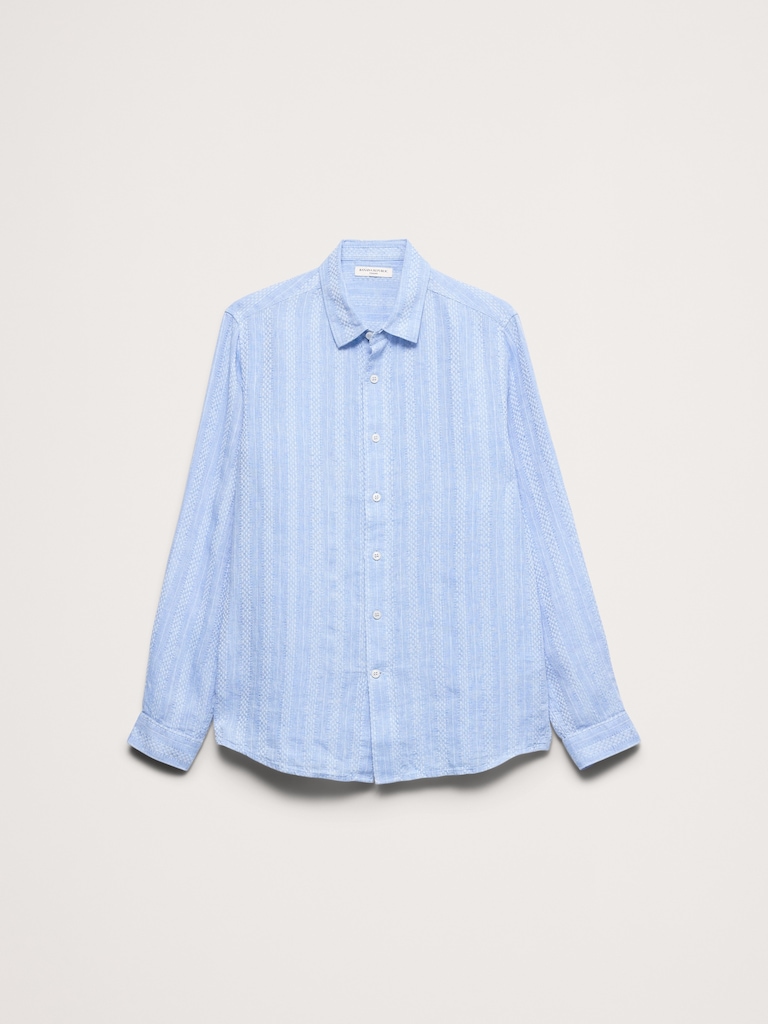 Standard-Fit Textured Linen-Cotton Shirt