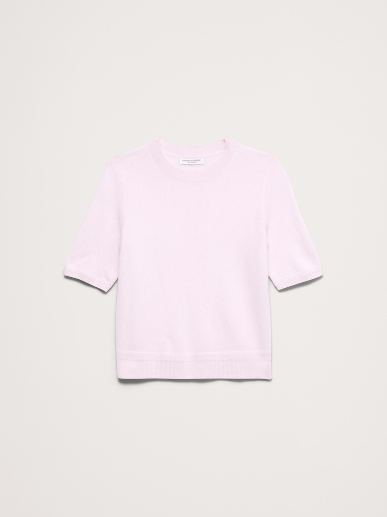 Lightweight Cashmere Short-Sleeve Sweater
