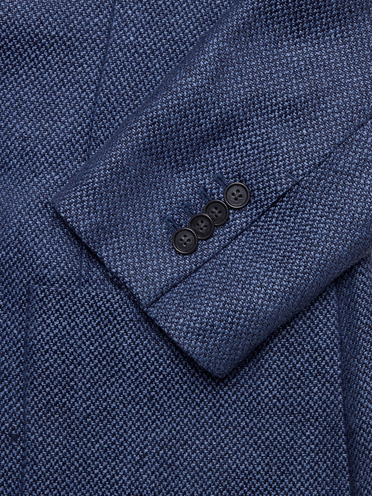 Blue Herringbone Linen Sport Coat