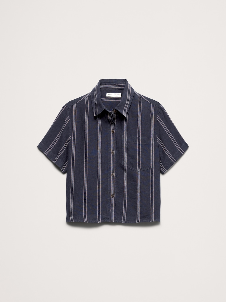 Boxy Linen Cropped Shirt