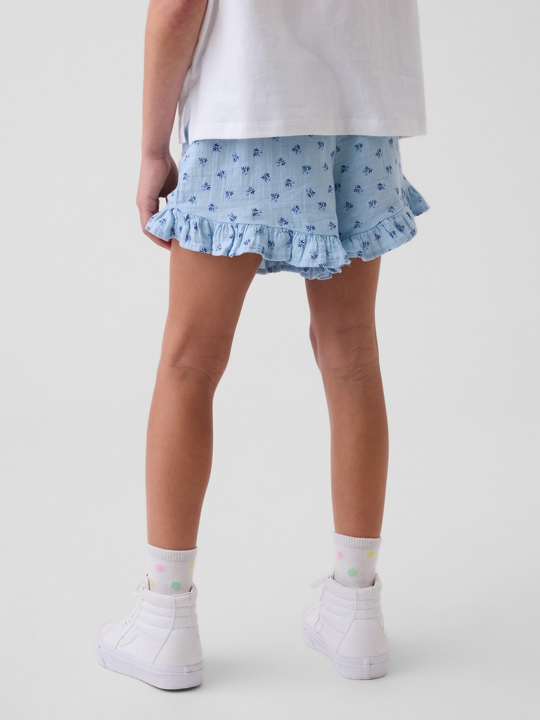 Kids Cotton Gauze Easy Ruffle Shorts