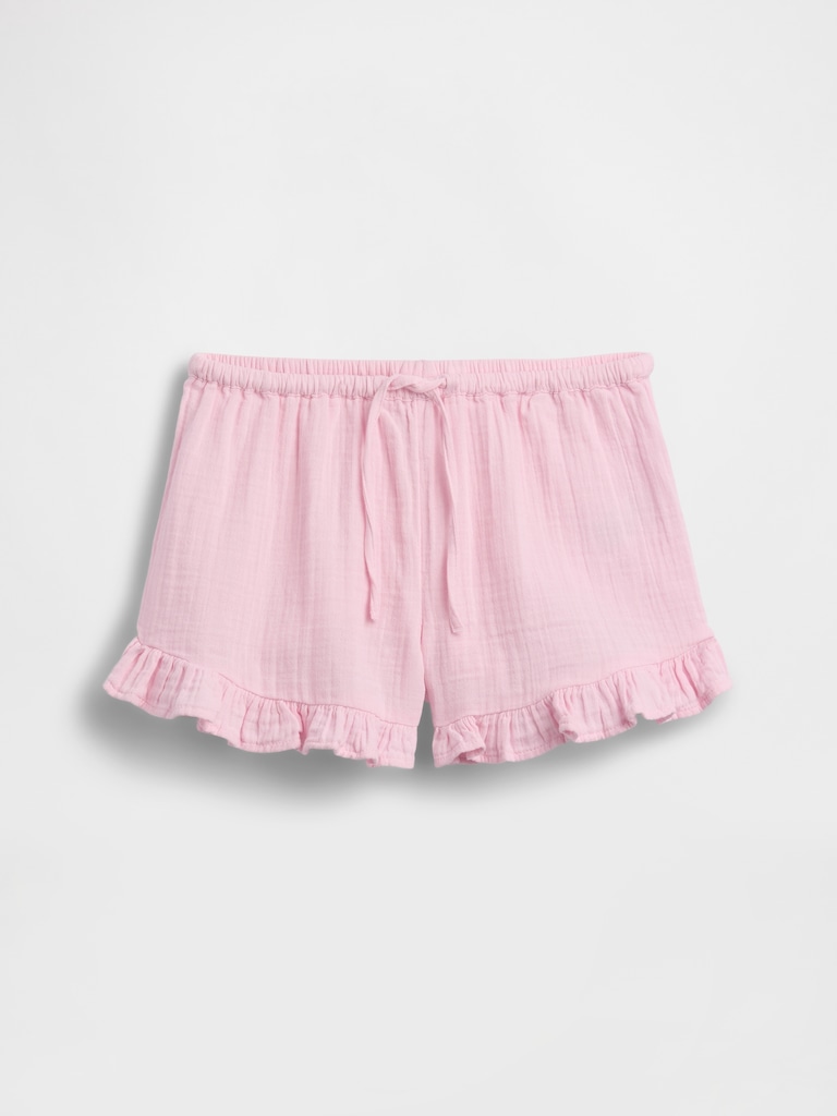 Kids Cotton Gauze Easy Ruffle Shorts