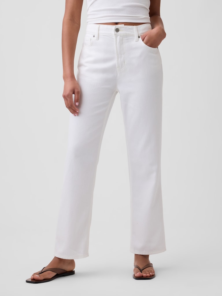 Mid Rise Relaxed Straight Soft Crop Jeans