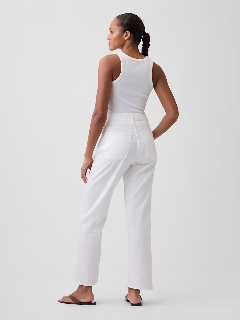 Mid Rise Relaxed Straight Soft Crop Jeans