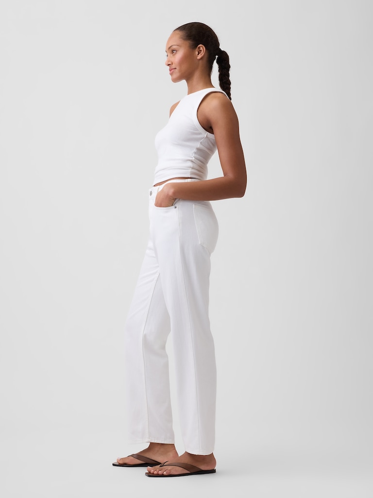 Mid Rise Relaxed Straight Soft Crop Jeans