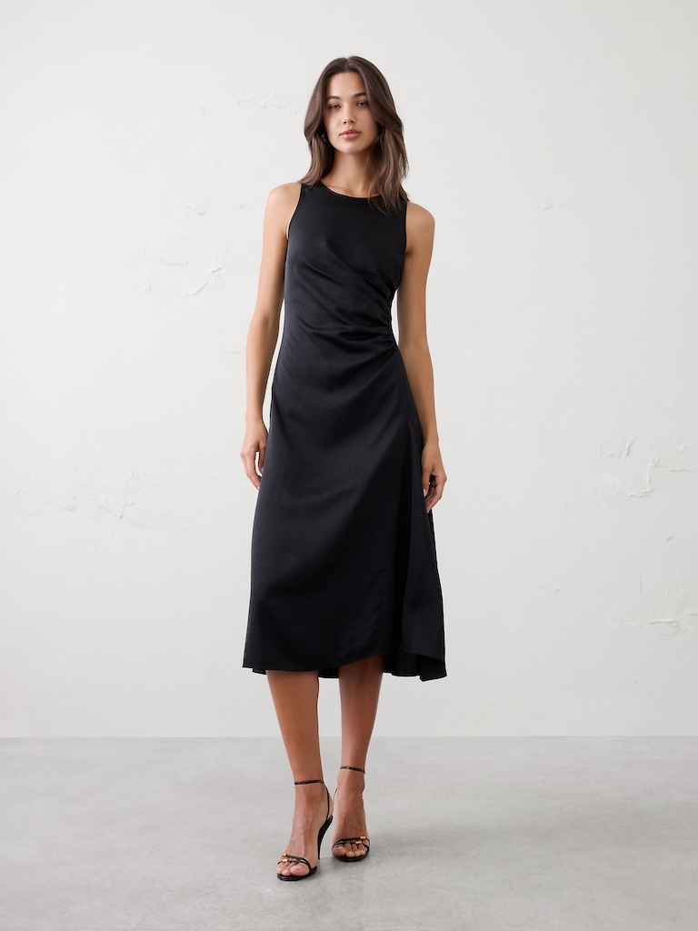 Racer Side-Shirred Midi Dress