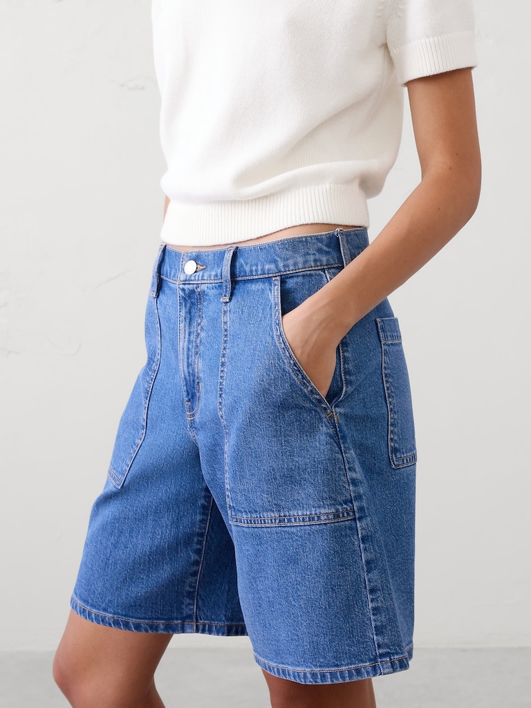 Mid-Rise Denim Bermuda Short