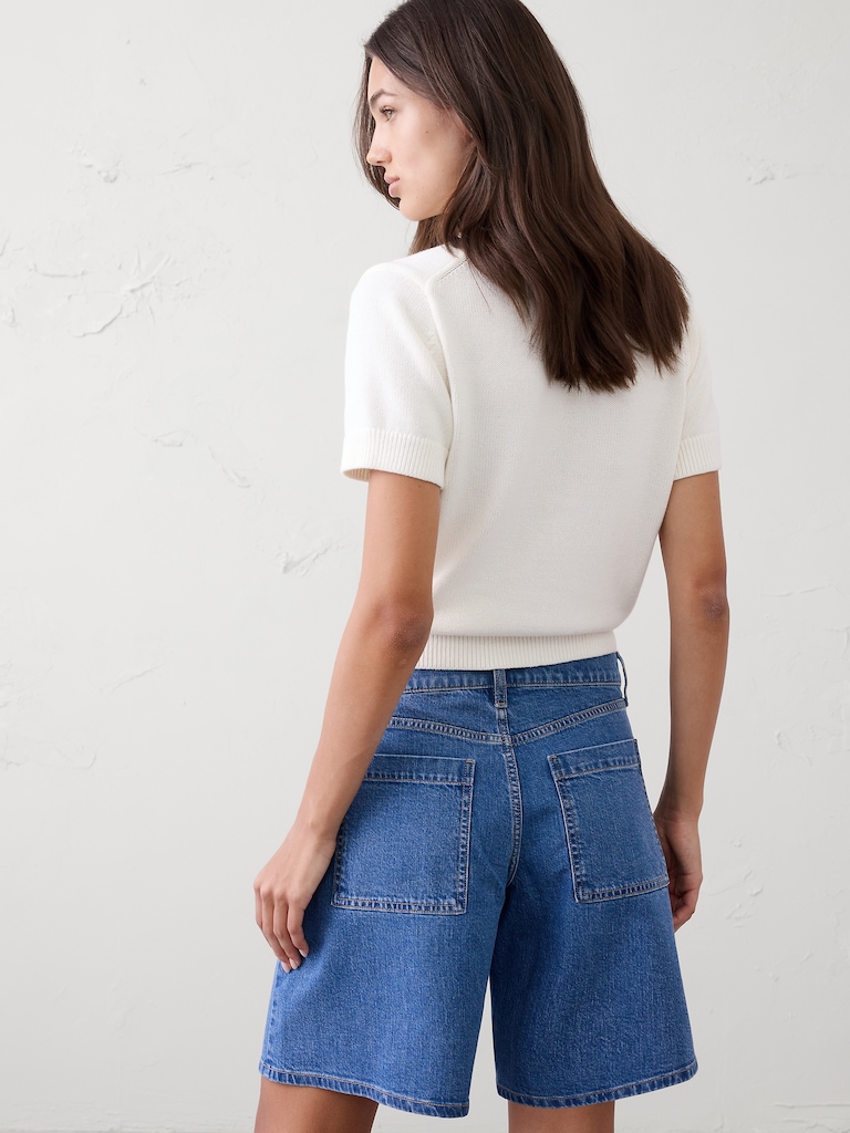 Mid-Rise Denim Bermuda Short