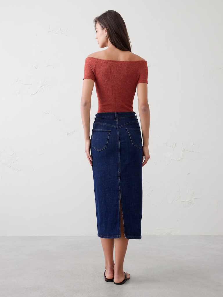 Off-Shoulder Jacquard Crinkle Top