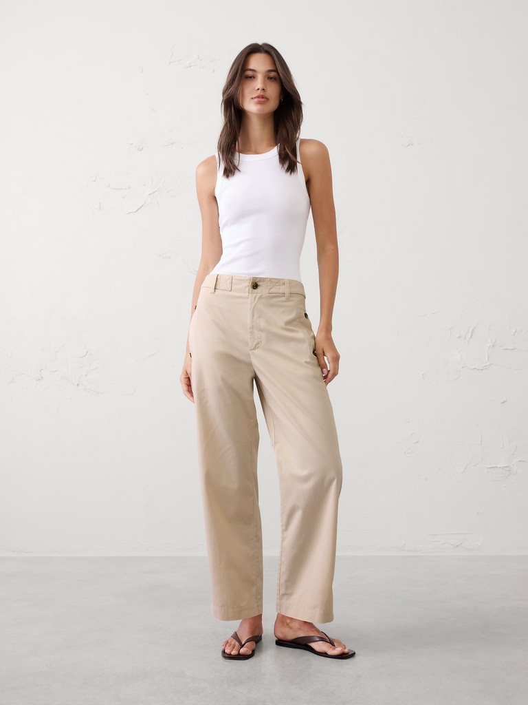 Straight High-Rise Utility Twill Pant