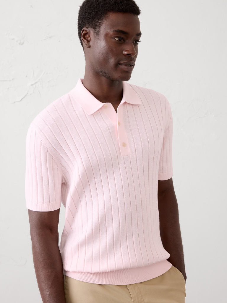 Slim-Fit Wide-Ribbed Sweater Polo