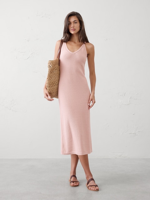 strapless open back dress Women's Pink Strapless Maxi Dress