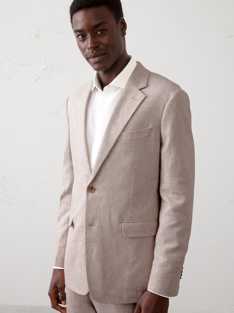 Tailored-Fit Linen-Blend Suit Jacket
