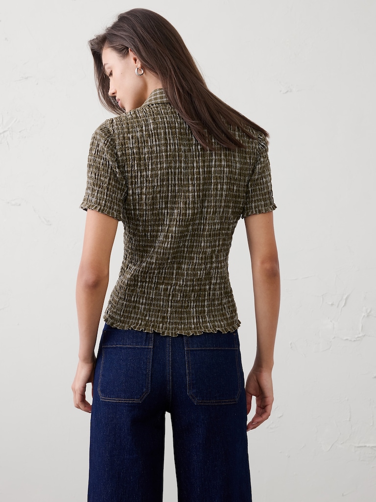 Seersucker Smocked Shirt