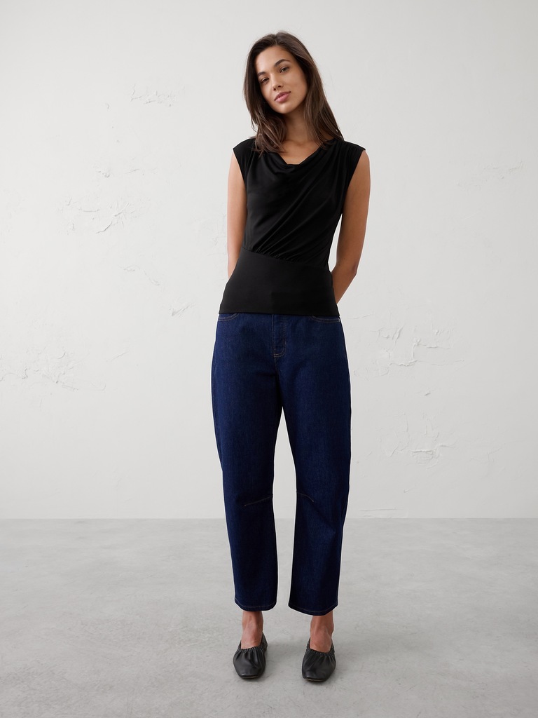 Jersey Draped Asymmetrical Top