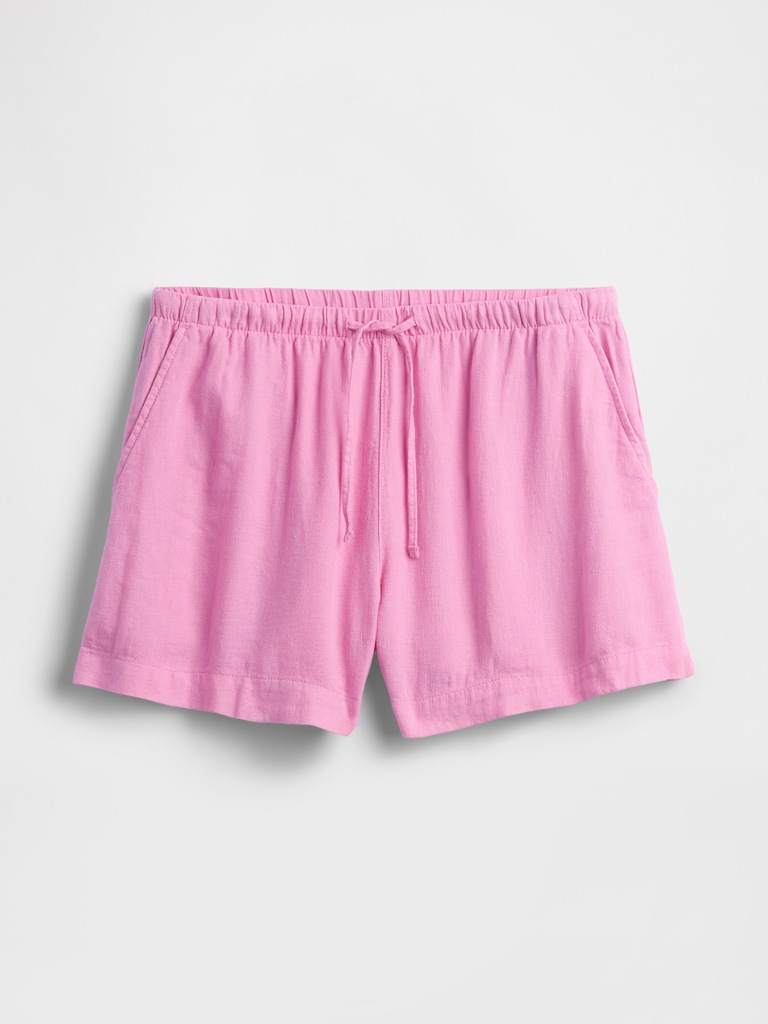 4" High Rise Pull-On Linen-Blend Shorts