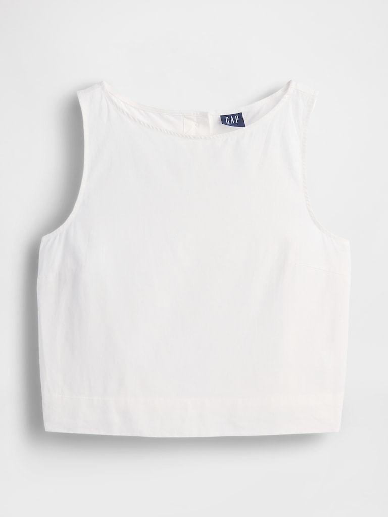 Linen-Blend Crop Shell Tank Top