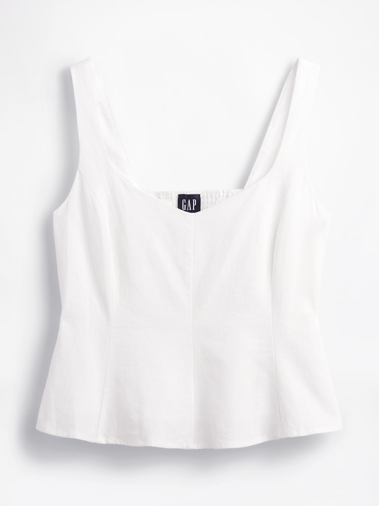 Linen-Blend Peplum Top