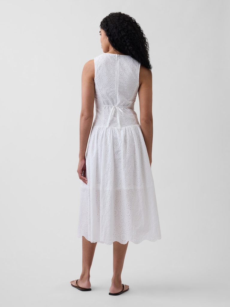 Eyelet Drop-Waist Maxi Dress