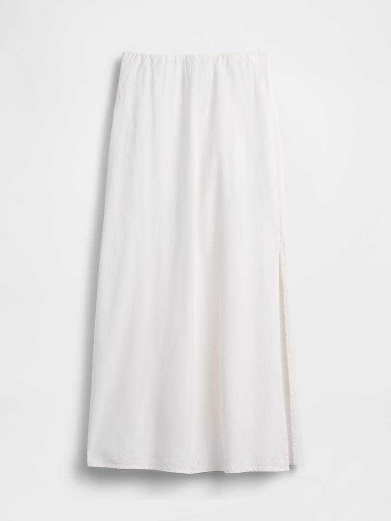 Linen-Blend Maxi Slip Skirt