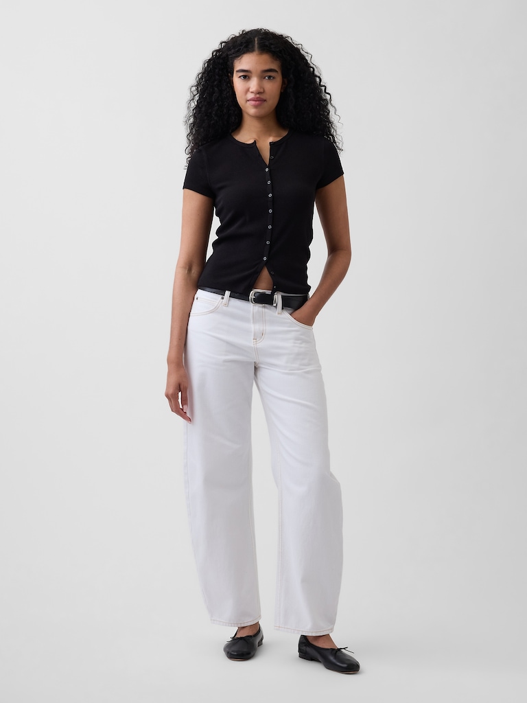 Modern Rib Button-Front Crew T-Shirt