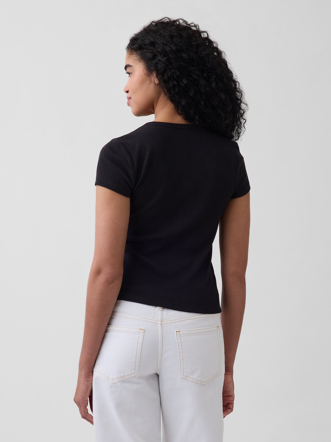 Modern Rib Button-Front Crew T-Shirt