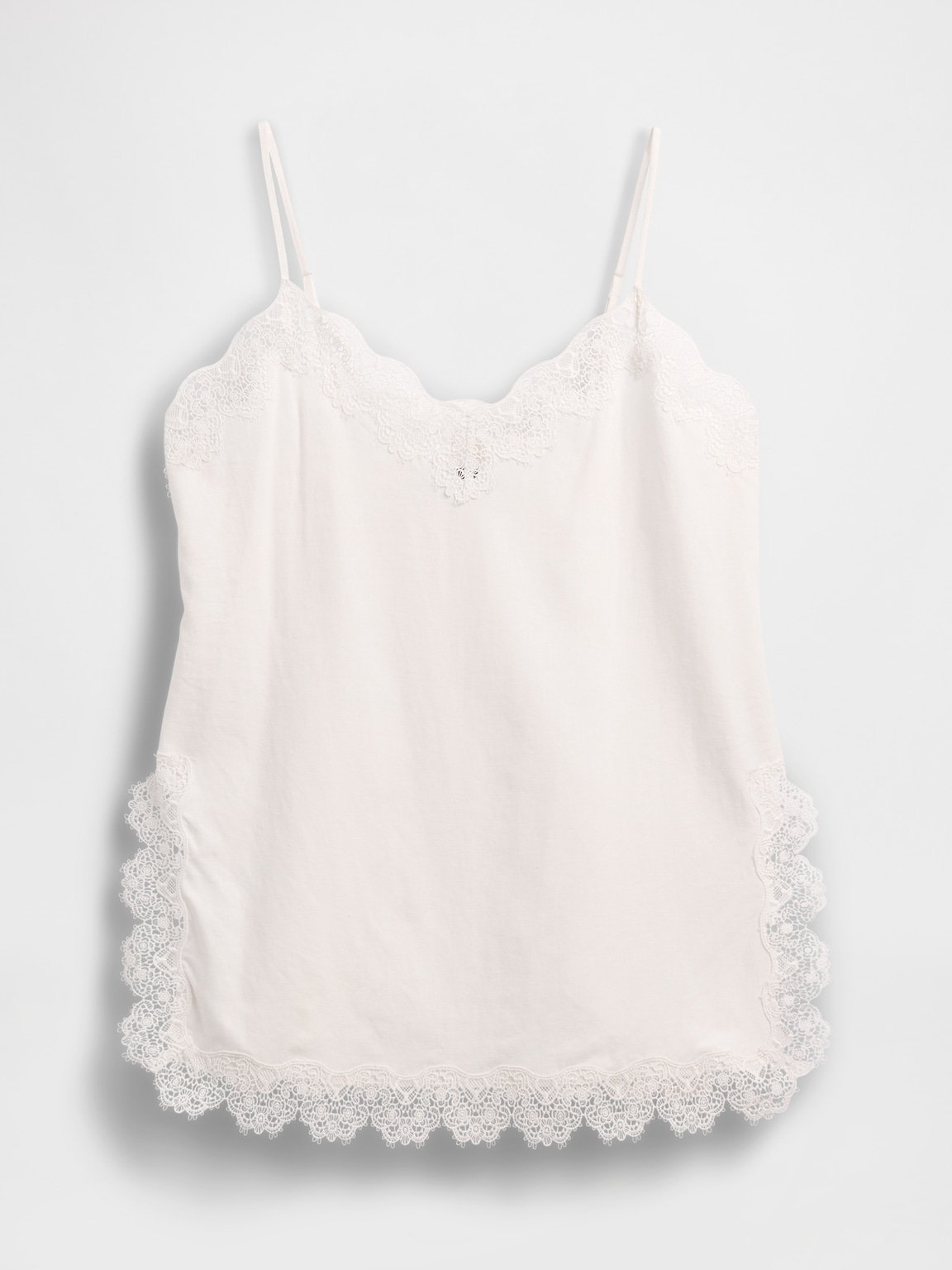 Linen-Blend Lace-Trim Cami