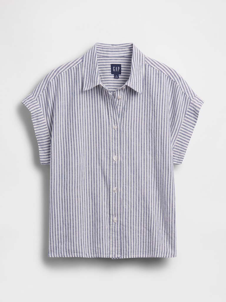 Linen-Blend Oversized Shirt