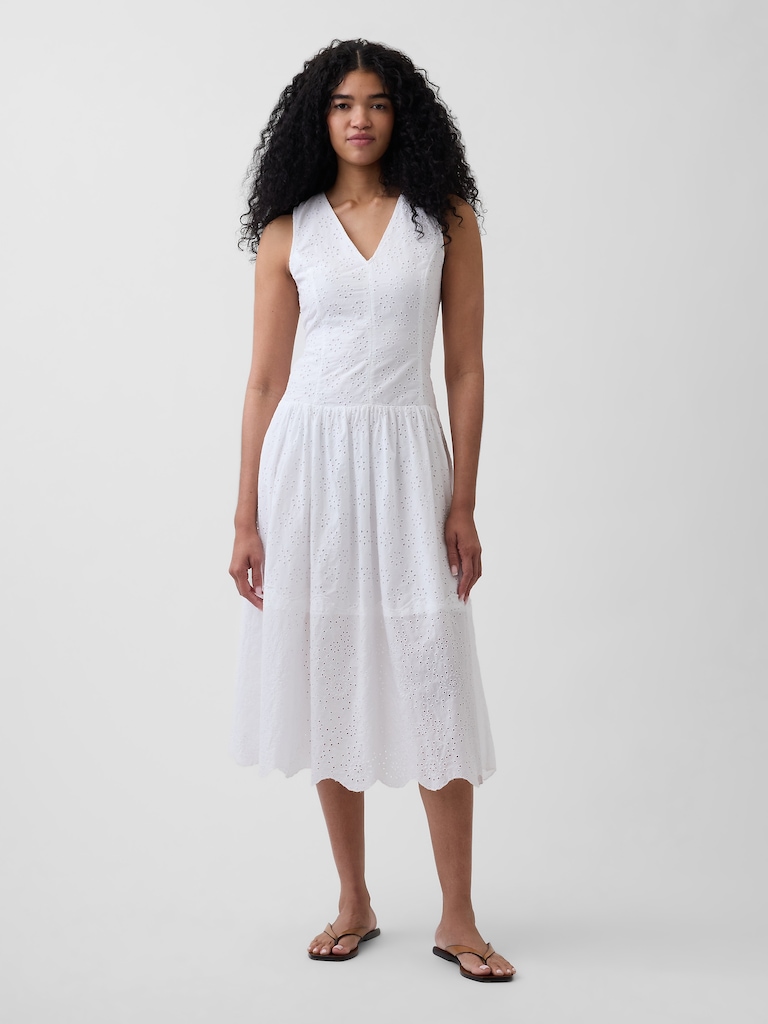 Eyelet Drop-Waist Maxi Dress