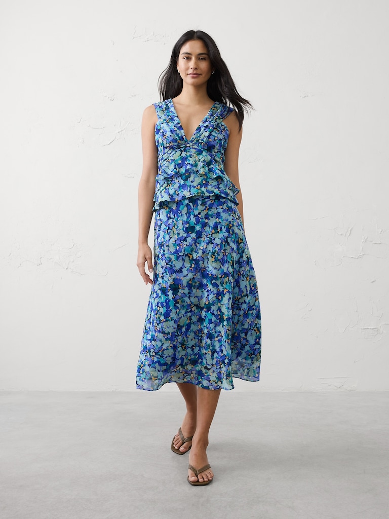 Gathered Ruffle Cropped Top