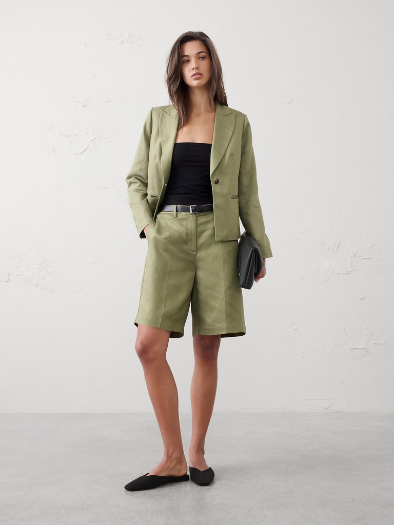 Linen-Tencel Fitted Blazer