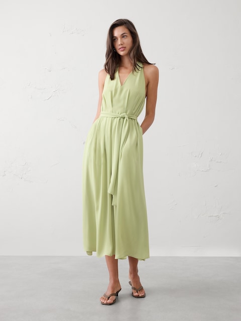 slim fit dress slacks BANANA REPUBLIC Green Wrap Dress Size 10 – alineconsignment main image 0
