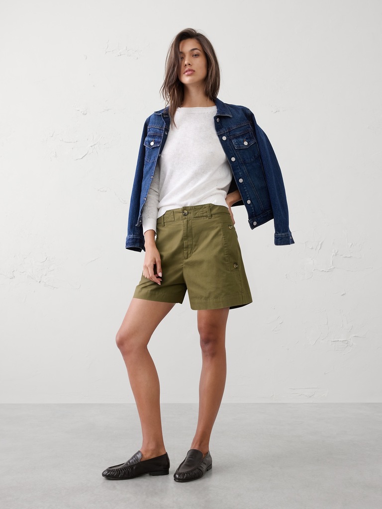 High-Rise Twill Utility Short