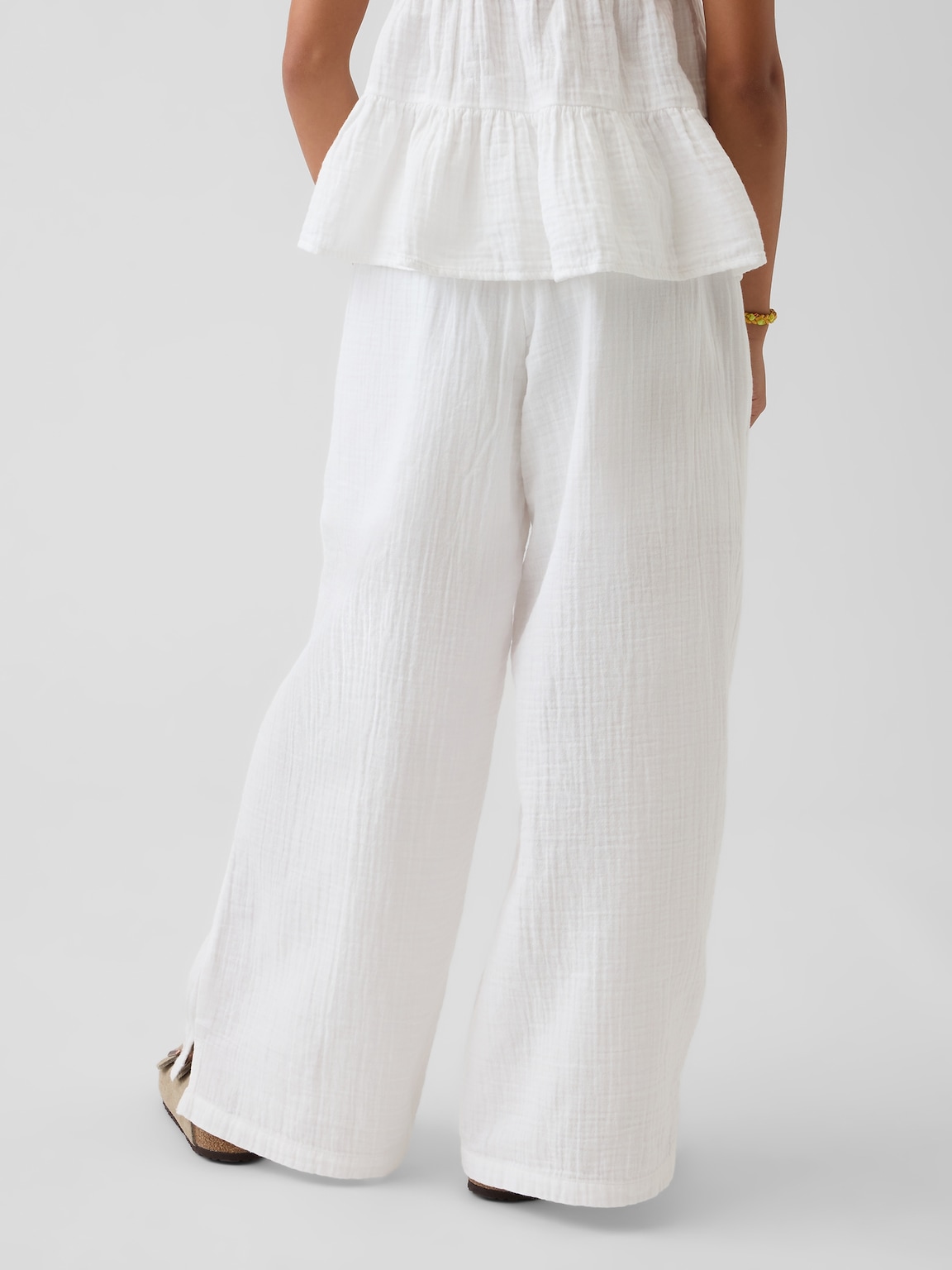 Kids Cotton Gauze Wide-Leg Pants