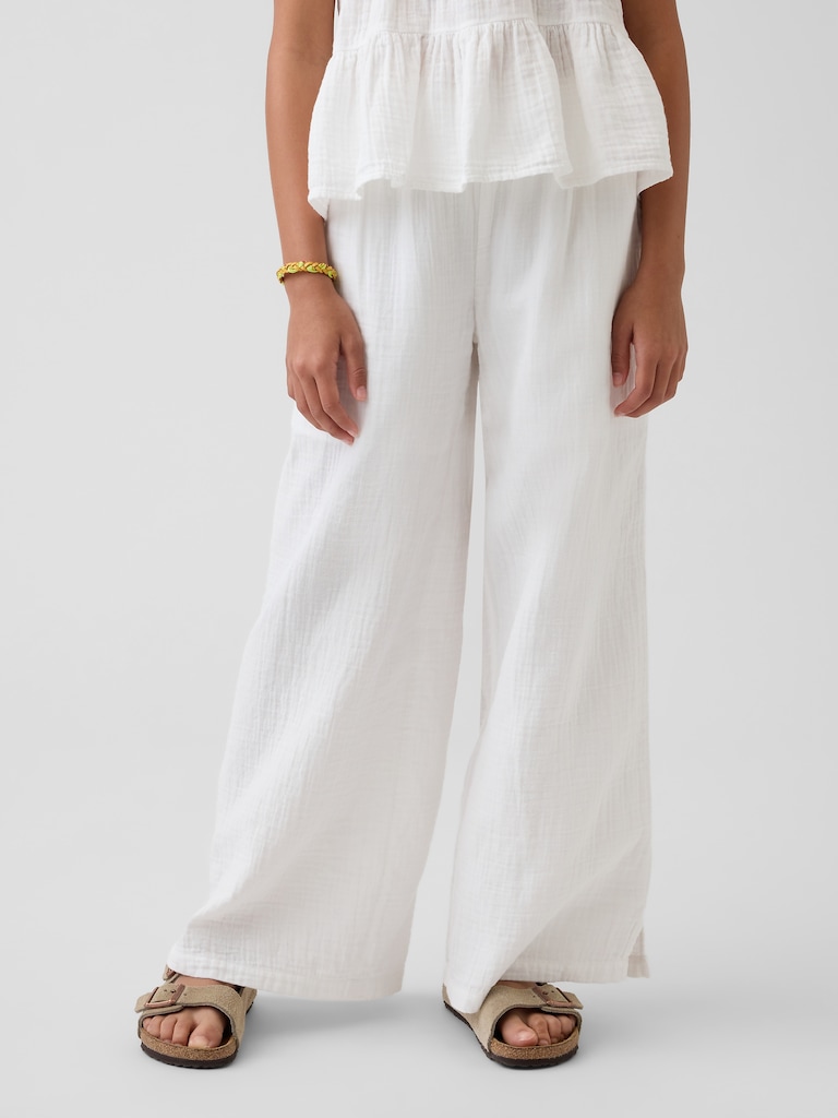 Kids Cotton Gauze Wide-Leg Pants