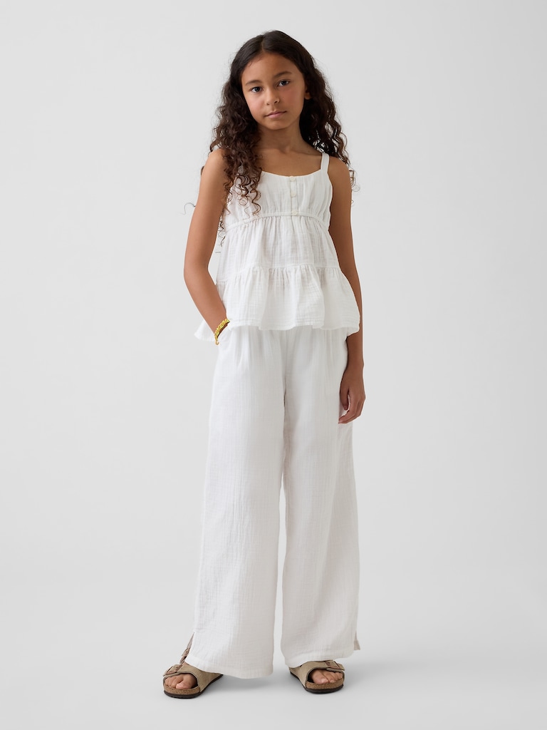 Kids Cotton Gauze Wide-Leg Pants