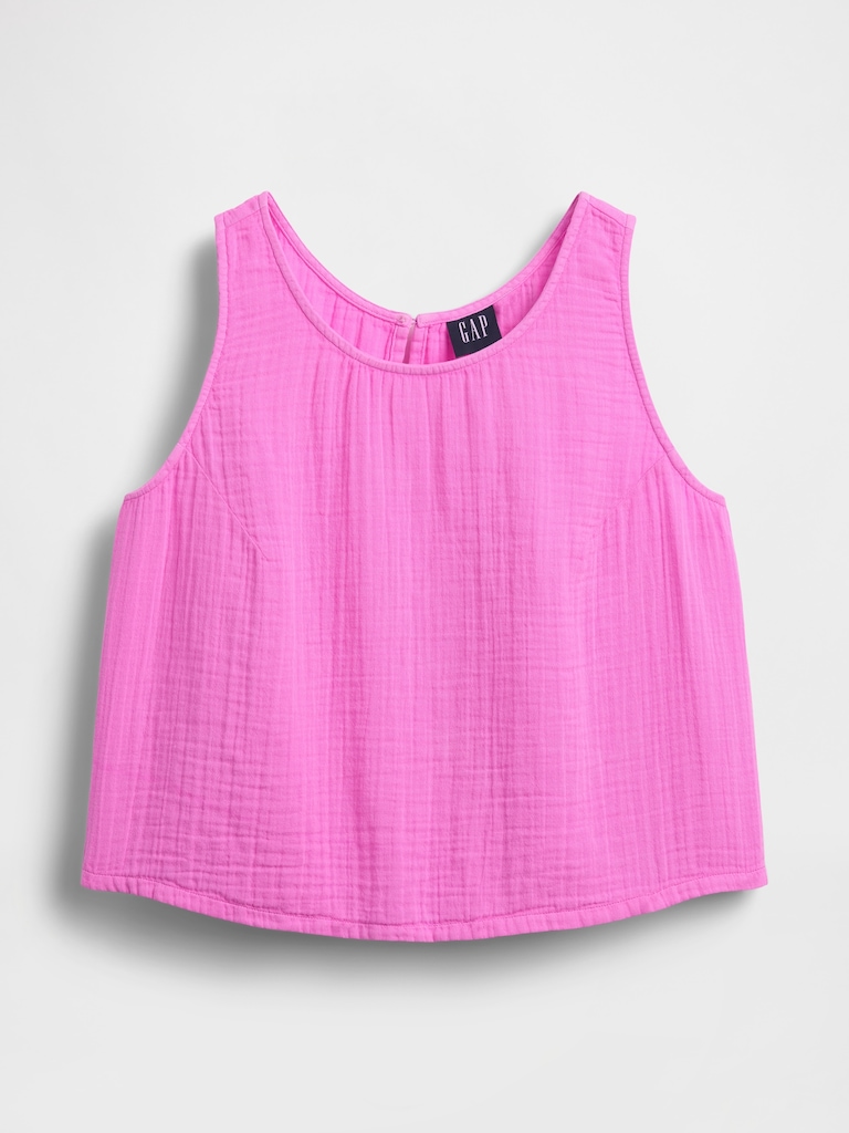 Cotton Gauze Racer Shell Tank Top