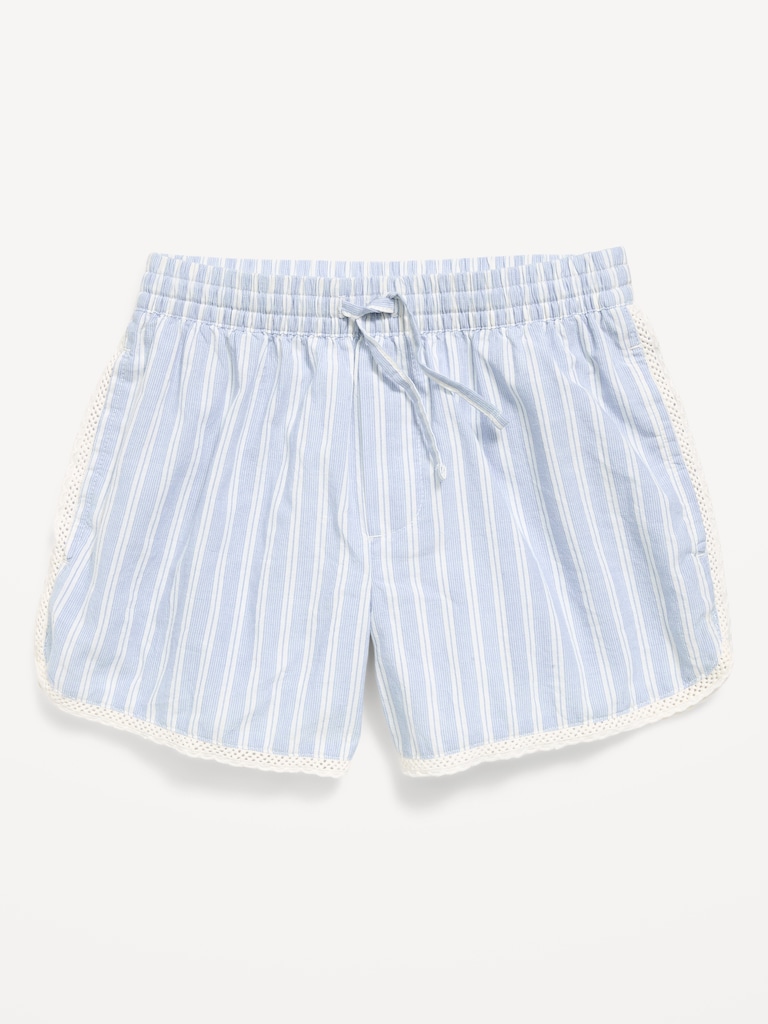 Lace-Trim Poplin Boxer Shorts for Girls